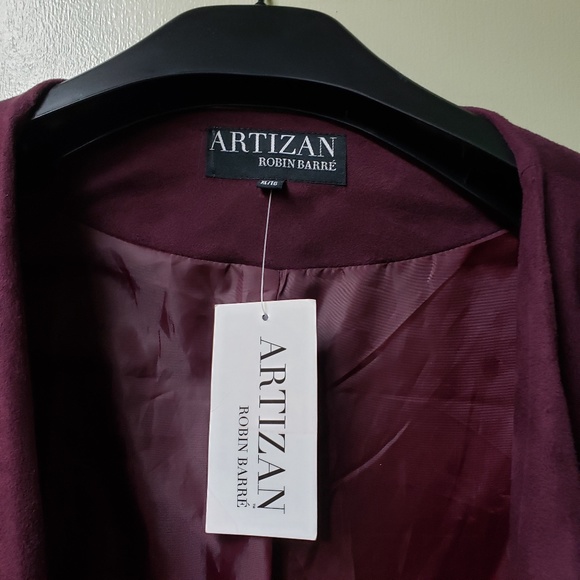 Womens Burgandy Lapel  Long Sleeve Jacket - Picture 2 of 5